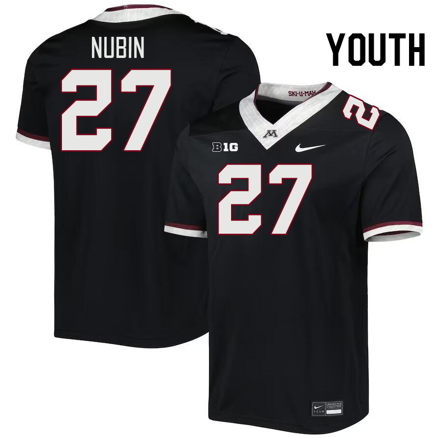 Youth #27 Jordan Nubin Minnesota Golden Gophers College Football Jerseys Stitched-Black